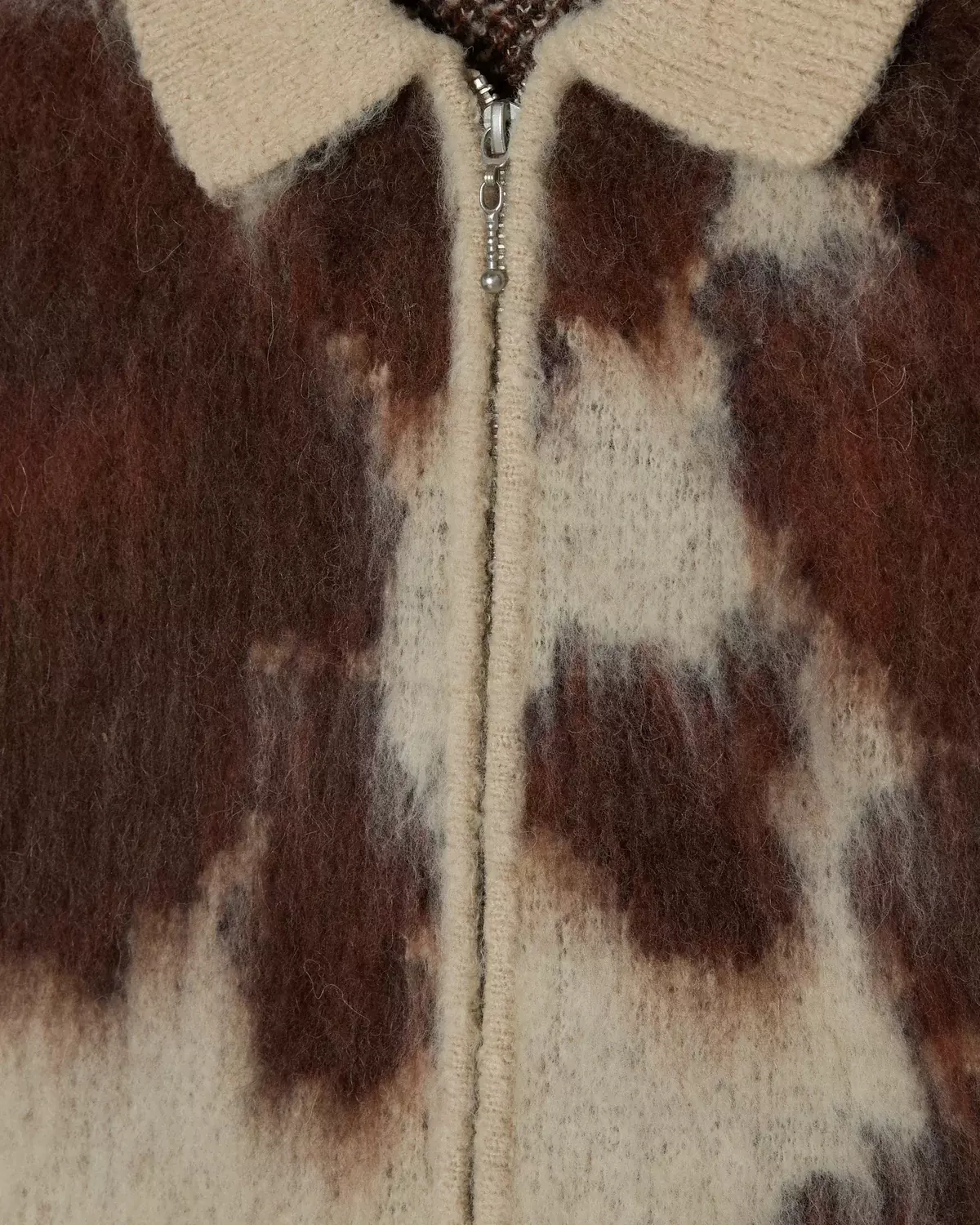 OBEY Cow Pattern Zip Sweater Cow Multi Herren Strickjacke creme braun